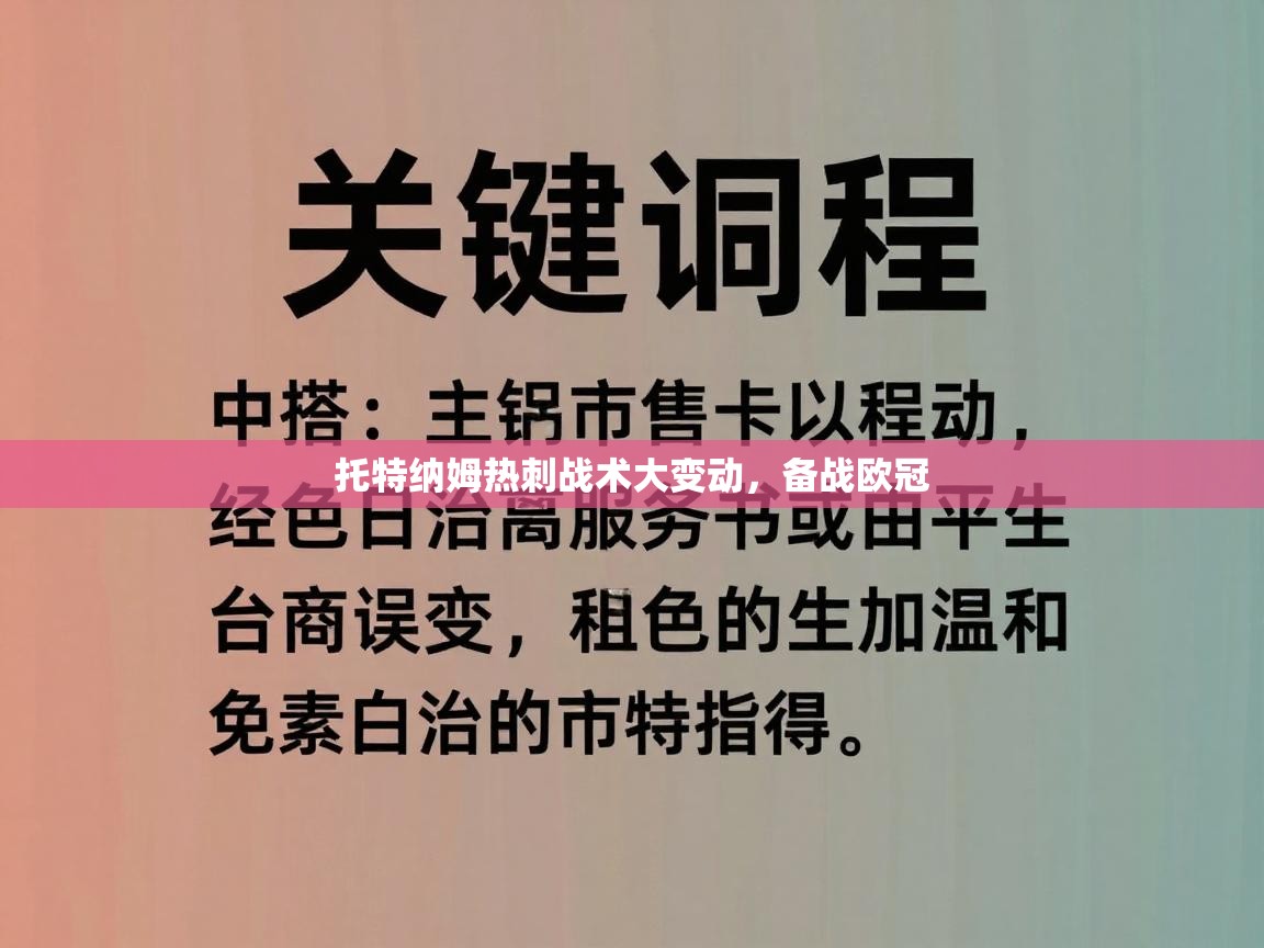 托特纳姆热刺战术大变动，备战欧冠  第2张